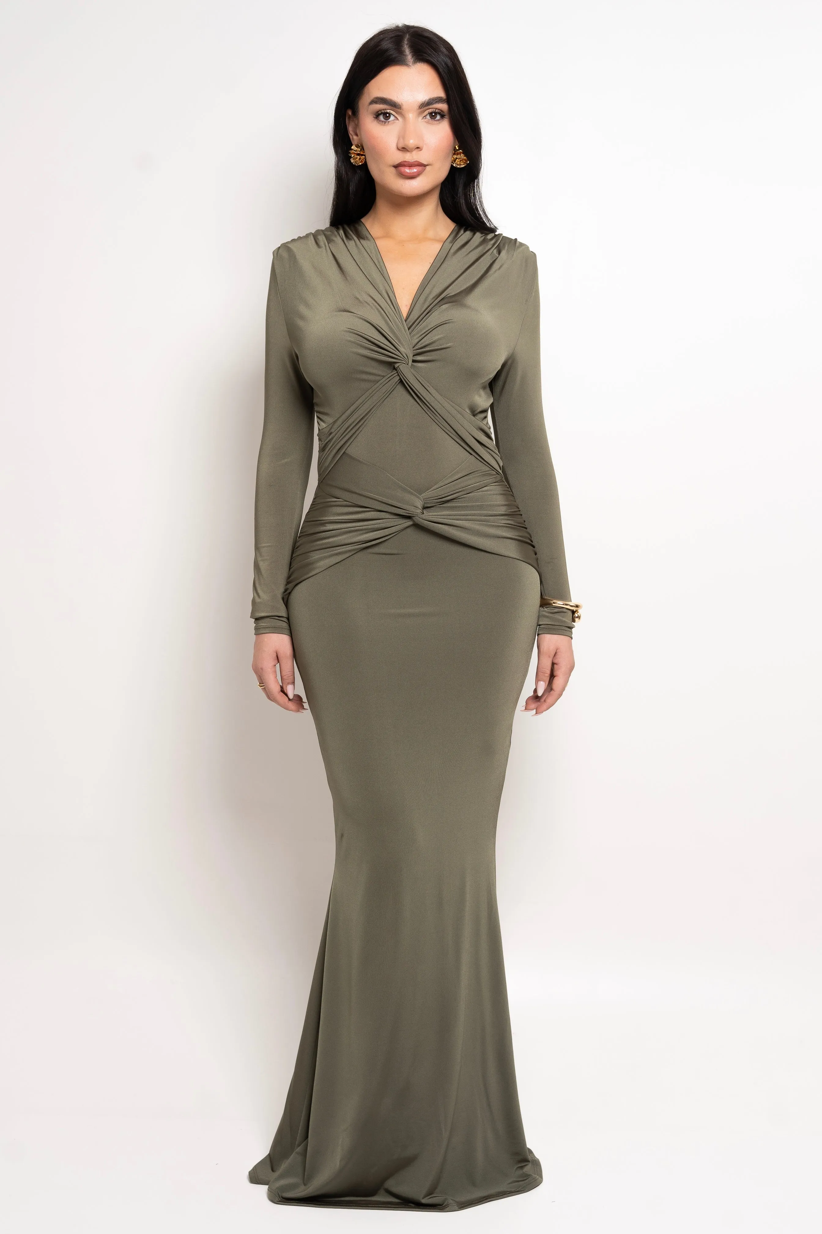 Nadira Olive Dress