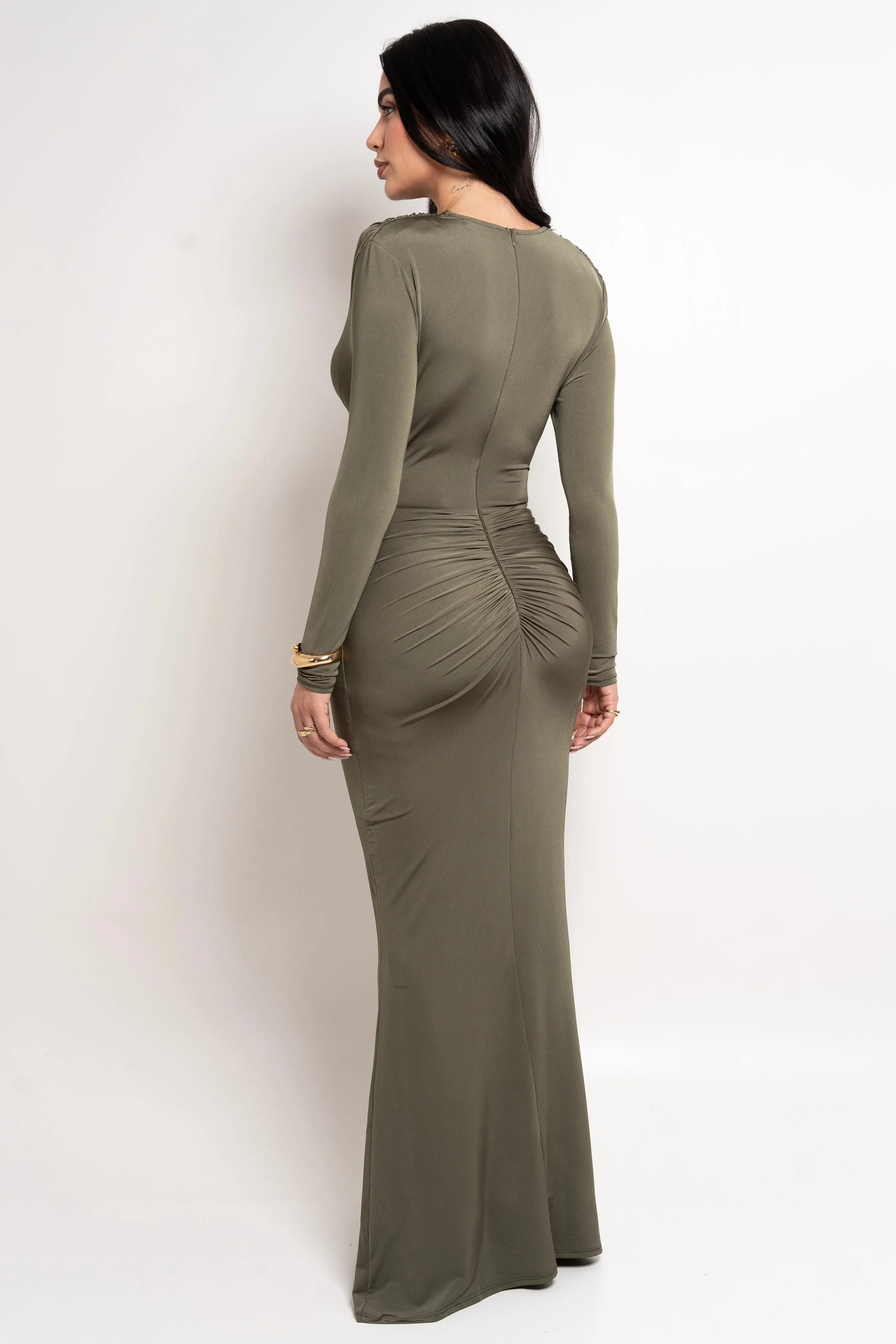 Nadira Olive Dress