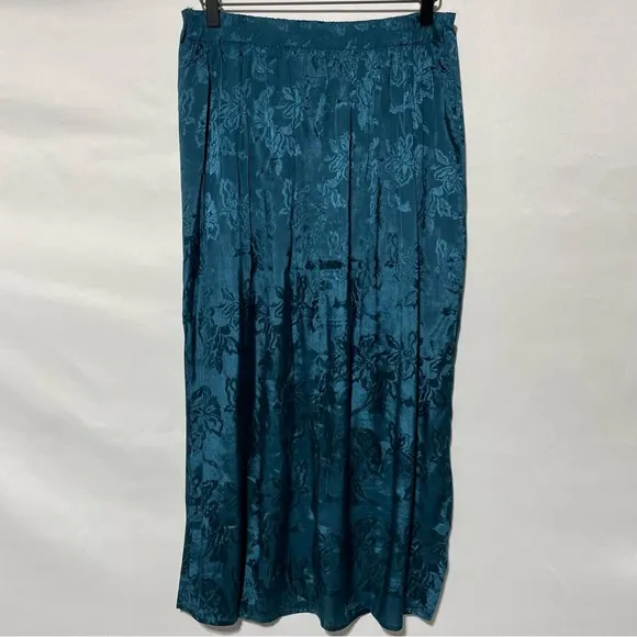 New Band Of The Free Faux Wrap Crop Top &amp; Layered Midi Skirt Set Teal Sz Medium