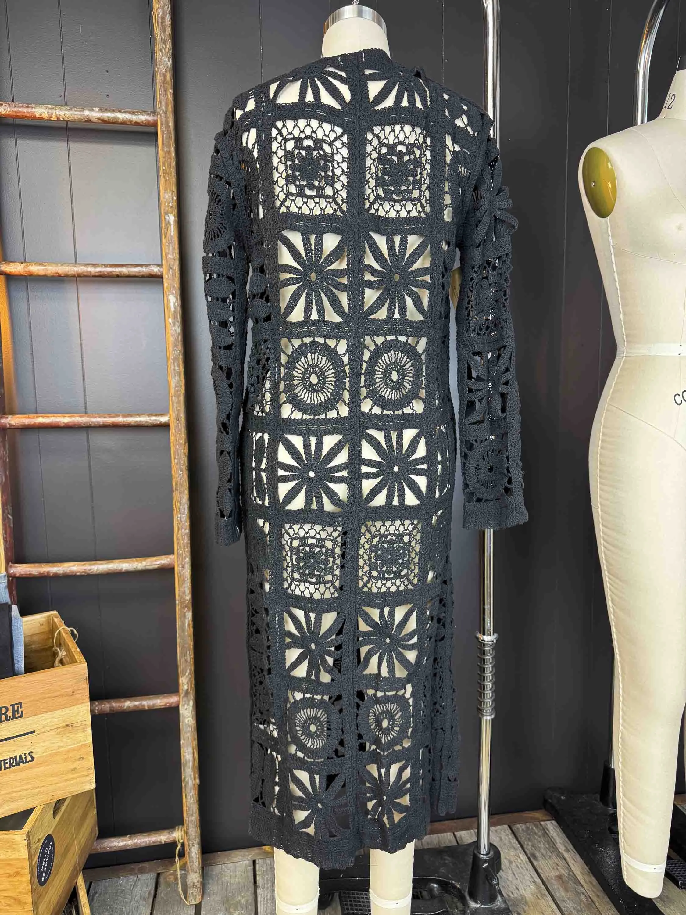 New Crochet Maxi Kimono Cardigan - Size S/M