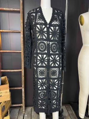 New Crochet Maxi Kimono Cardigan - Size S/M