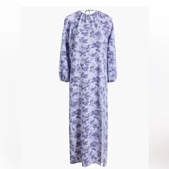New Hill House Home Simone Open Back Lilac Tonal Victorian Maxi  Dress L NWT