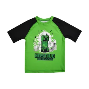 New Minecraft Swimwear Creeper T-Shirt, Sz 4-5