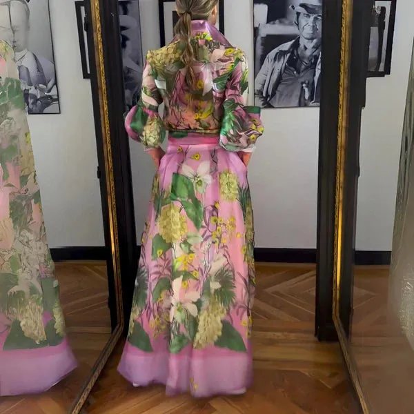 NEW Retails $95, Laucey | Luxurious Italian Satin Maxi Dress with satin belt, Sz M