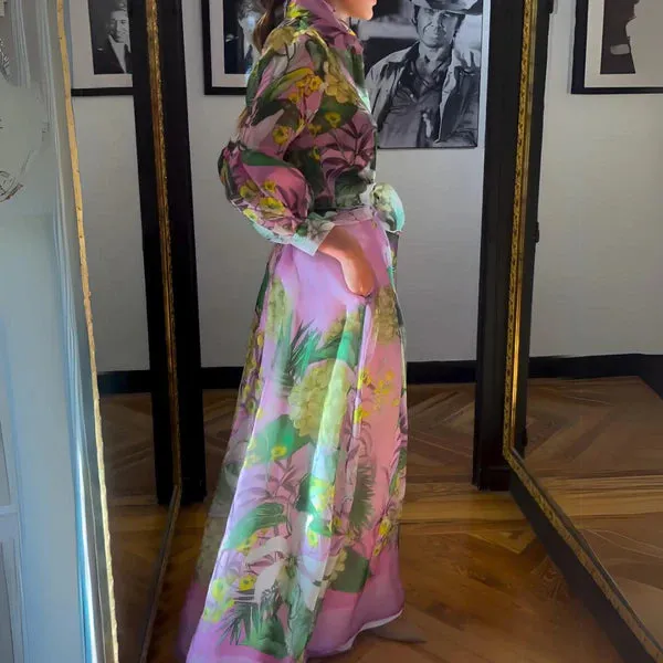 NEW Retails $95, Laucey | Luxurious Italian Satin Maxi Dress with satin belt, Sz M