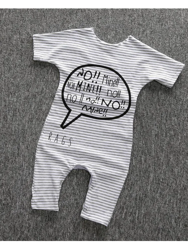 No! Mine!! Black and White Striped Baby Romper Playsuit