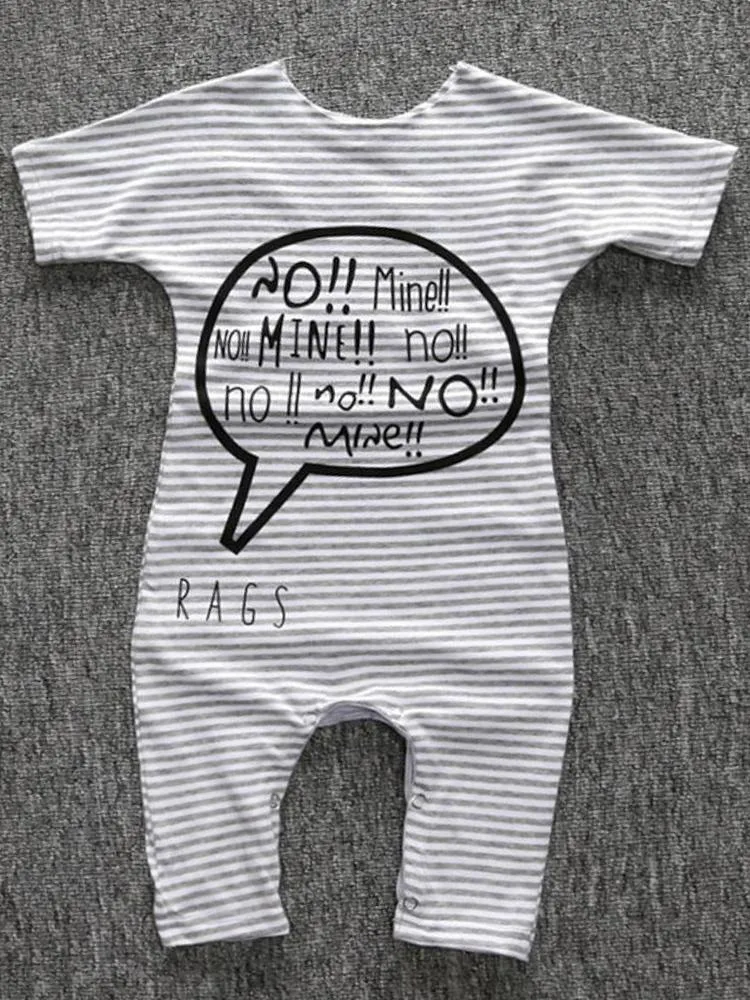 No! Mine!! Black and White Striped Baby Romper Playsuit
