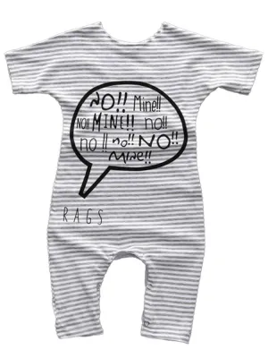 No! Mine!! Black and White Striped Baby Romper Playsuit