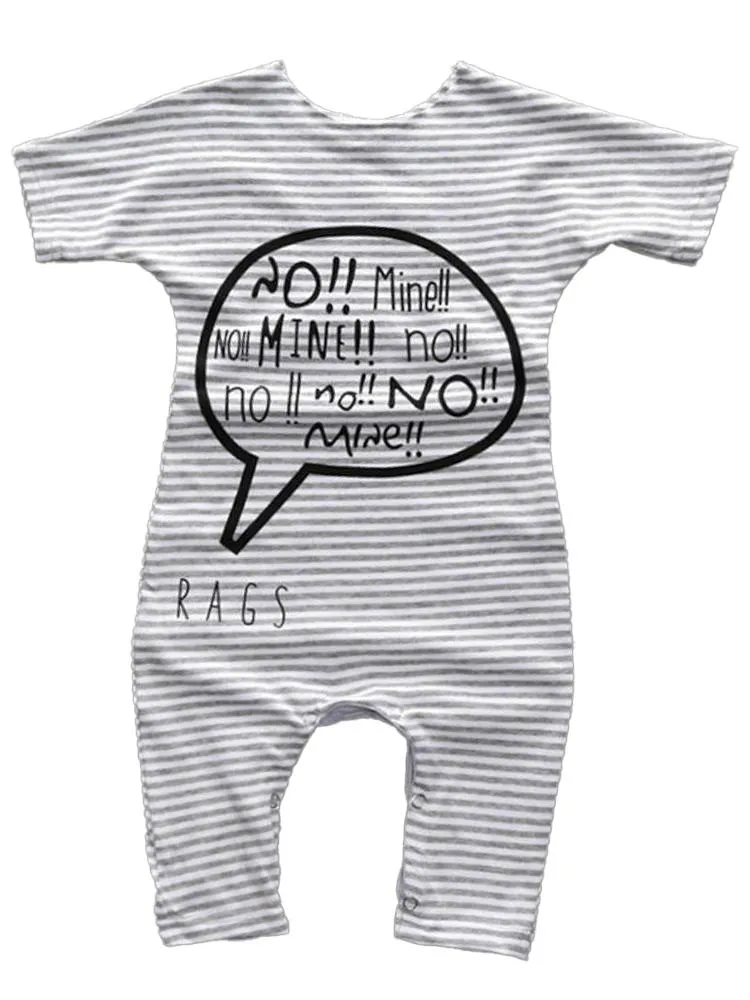 No! Mine!! Black and White Striped Baby Romper Playsuit