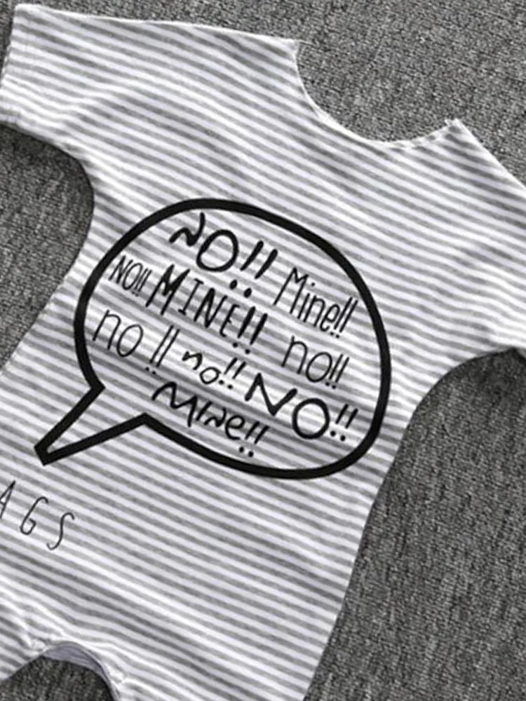 No! Mine!! Black and White Striped Baby Romper Playsuit