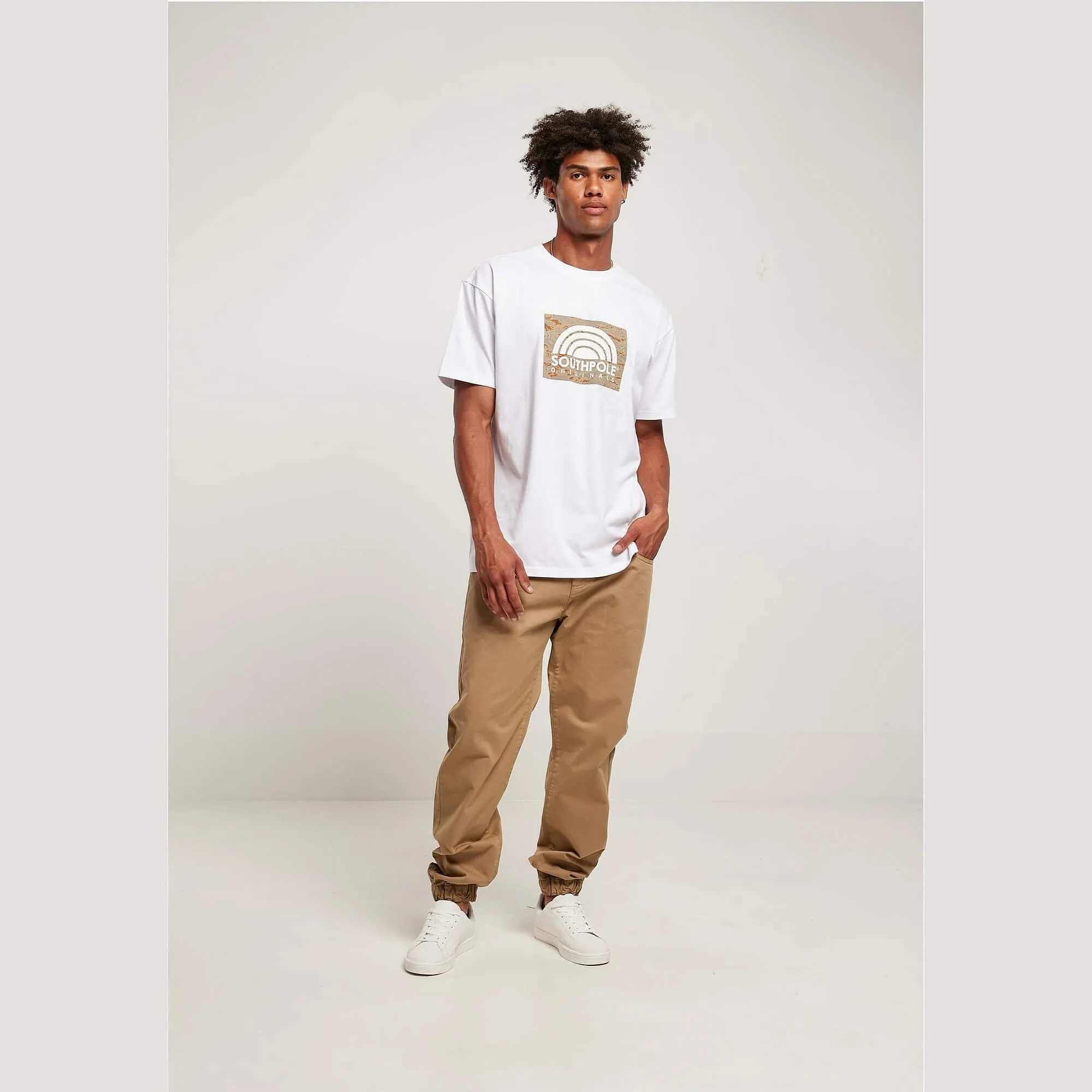 Nohavice jogger Southpole Script Twill Pants Warmsand