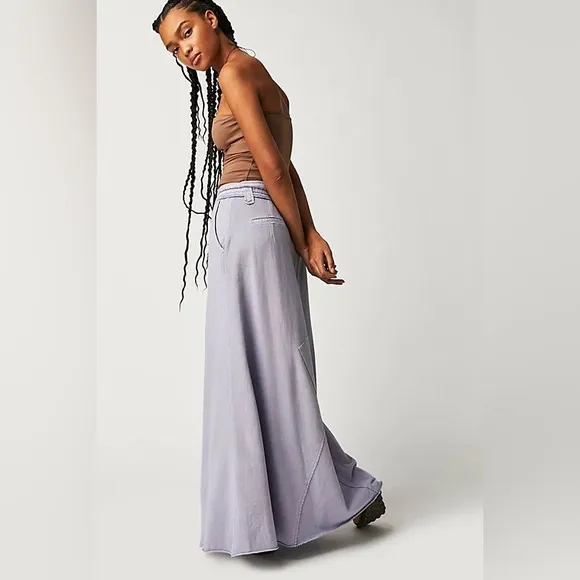 NWOT Free People FP ONE Kona Maxi Skirt in Lavender Blue