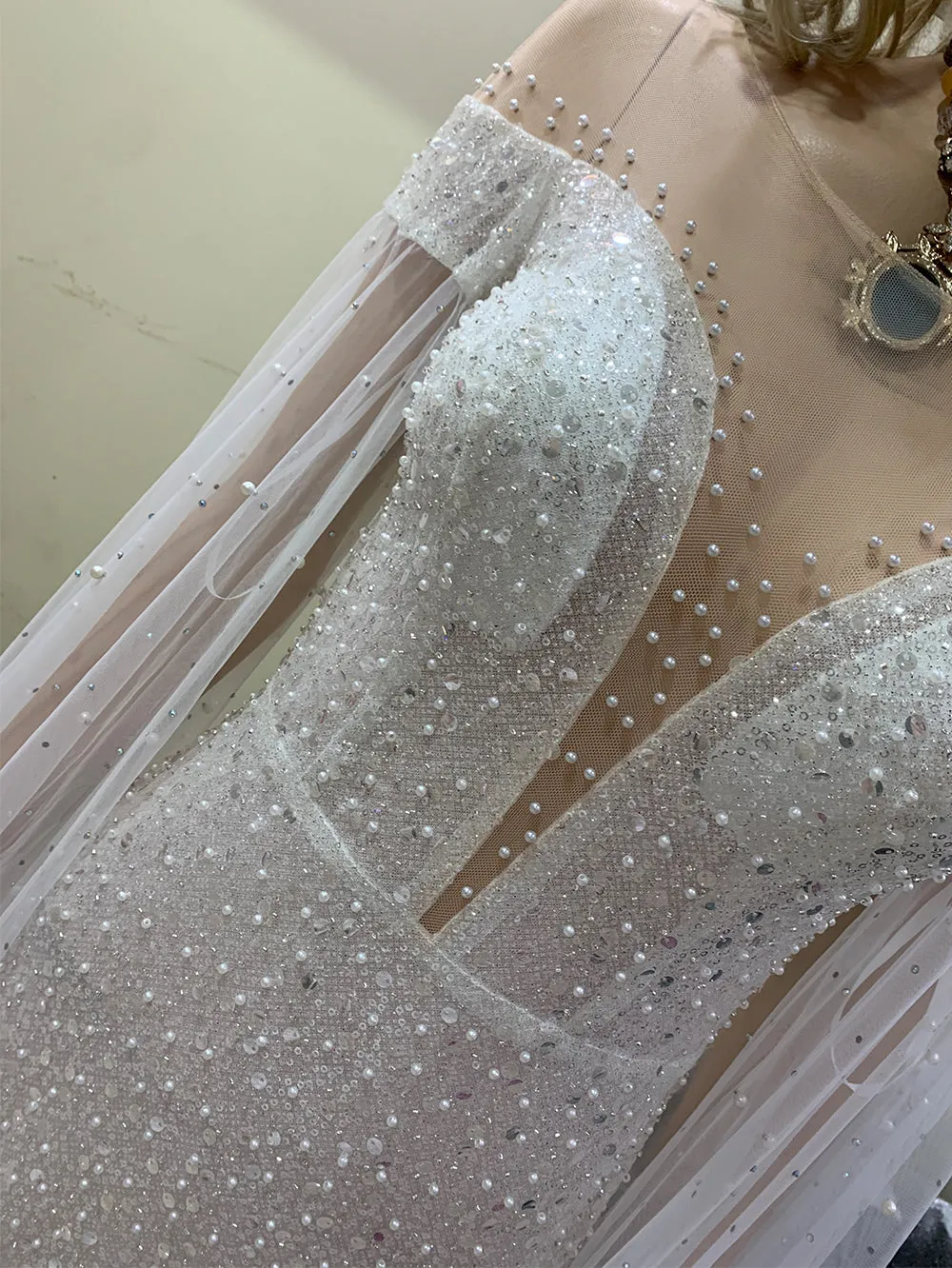 Off Shoulder Sequins Maxi Bodycon Dress HT3034