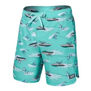 Oh Buoy Stretch Volley Swim Shorts 7" - Sharkski/Turquoise