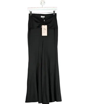 Oh Polly Black Slinky Jersey Hardware Detail Maxi Skirt UK 8