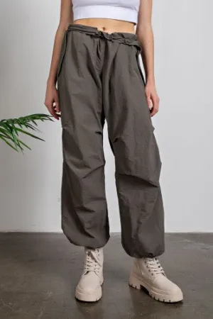 Olive Parachute Jogger Cargo Pants