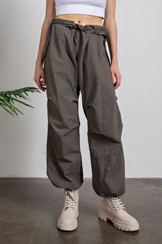 Olive Parachute Jogger Cargo Pants
