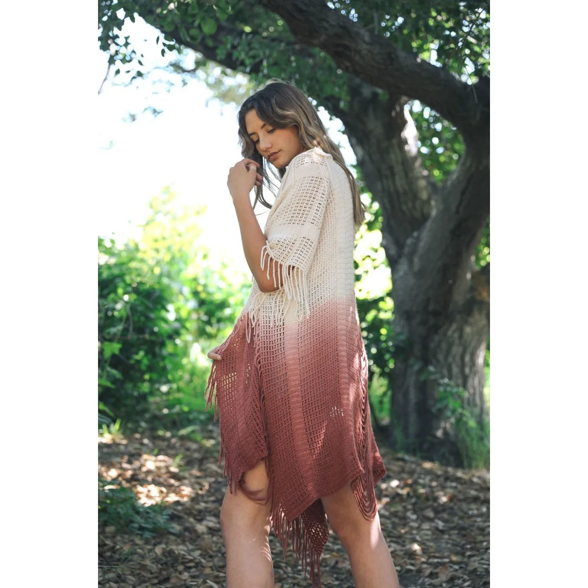 Ombre BoHo Kimono in Mocha