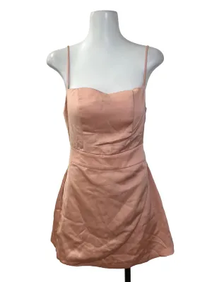Orange Satin Square Neck Romper