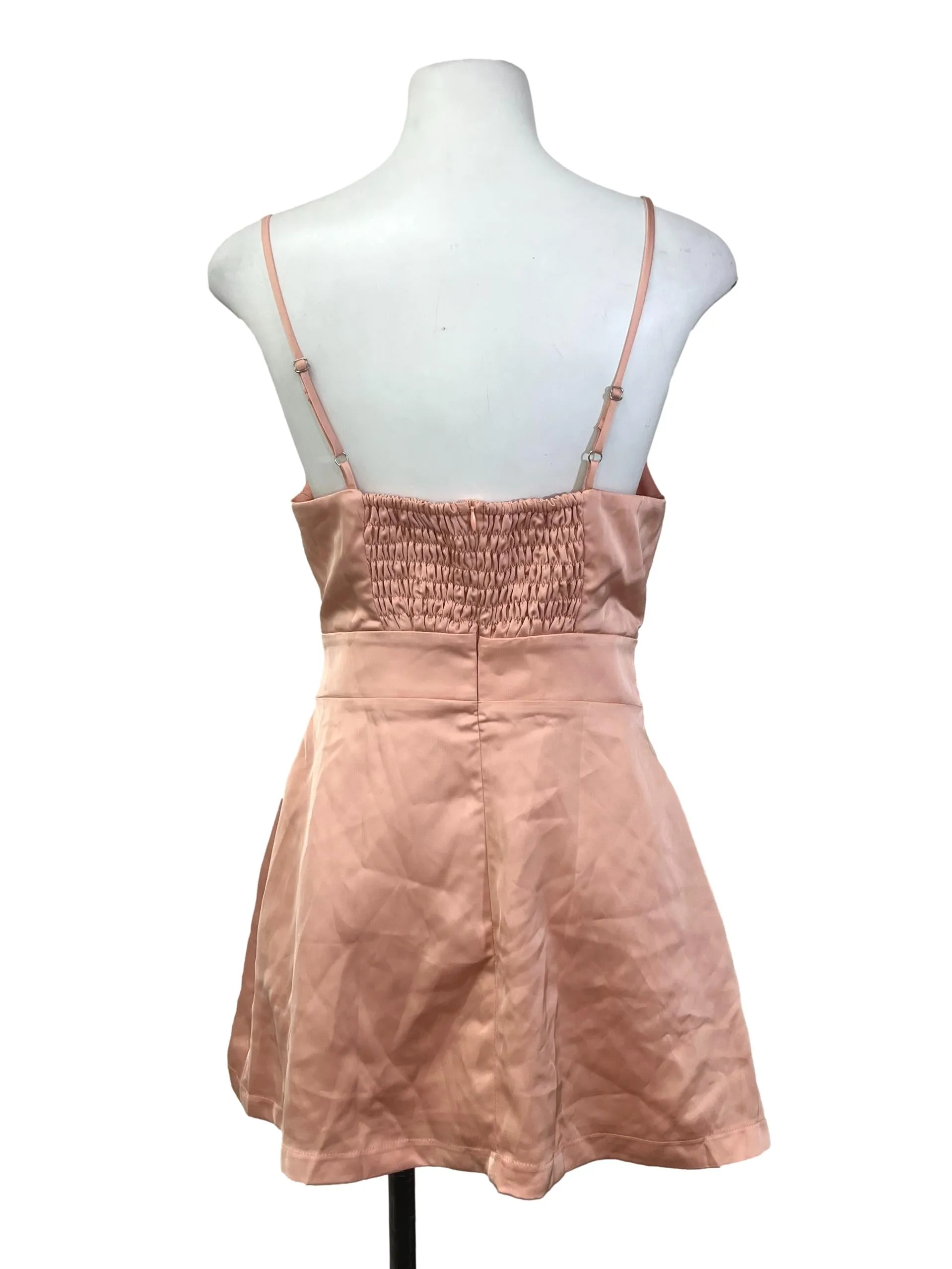 Orange Satin Square Neck Romper