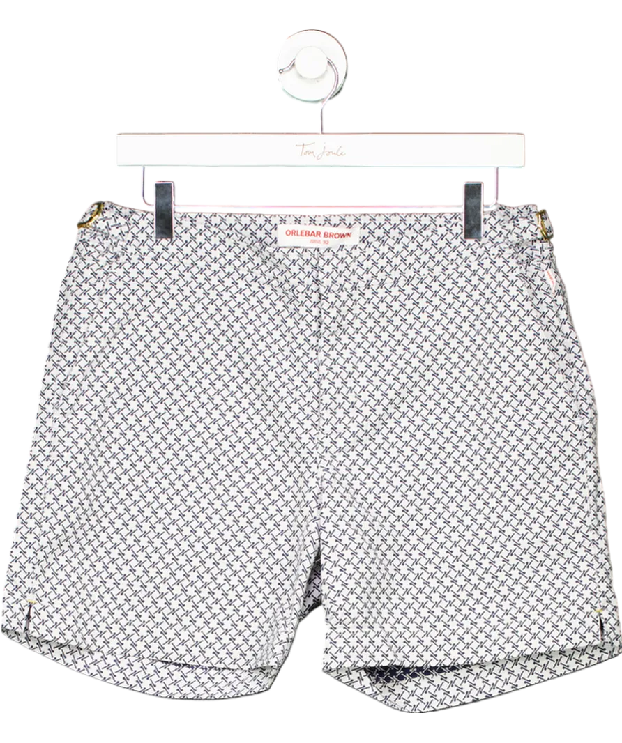 Orlebar Brown Mid-length Geo Jacquard Swim Shorts In White W32