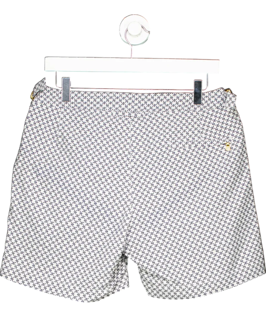 Orlebar Brown Mid-length Geo Jacquard Swim Shorts In White W32