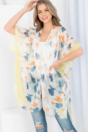 PAINT SPLATTER PRINT THIGH LENGTH KIMONO