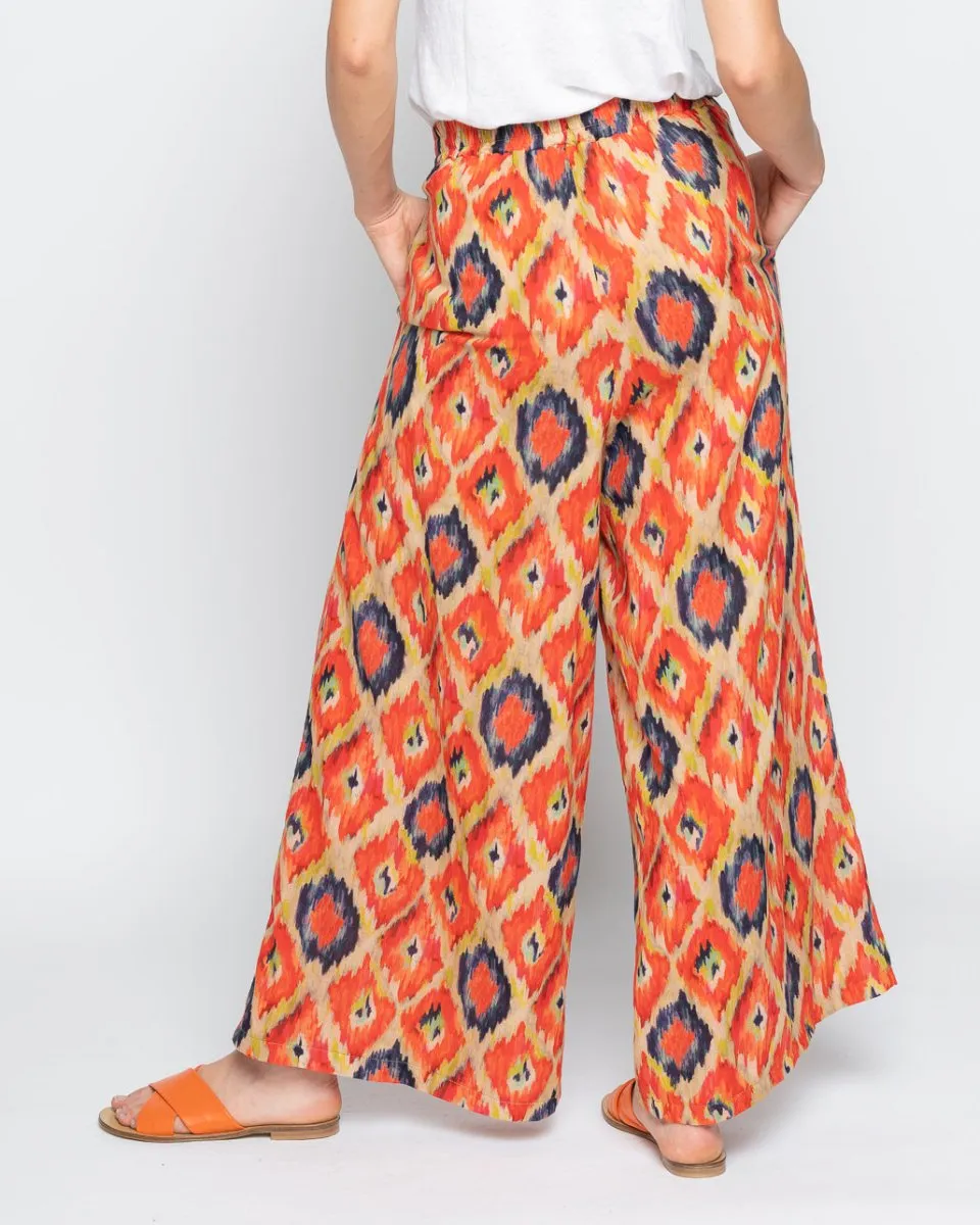 Painterly Diamond Elastic Palazzo Pant