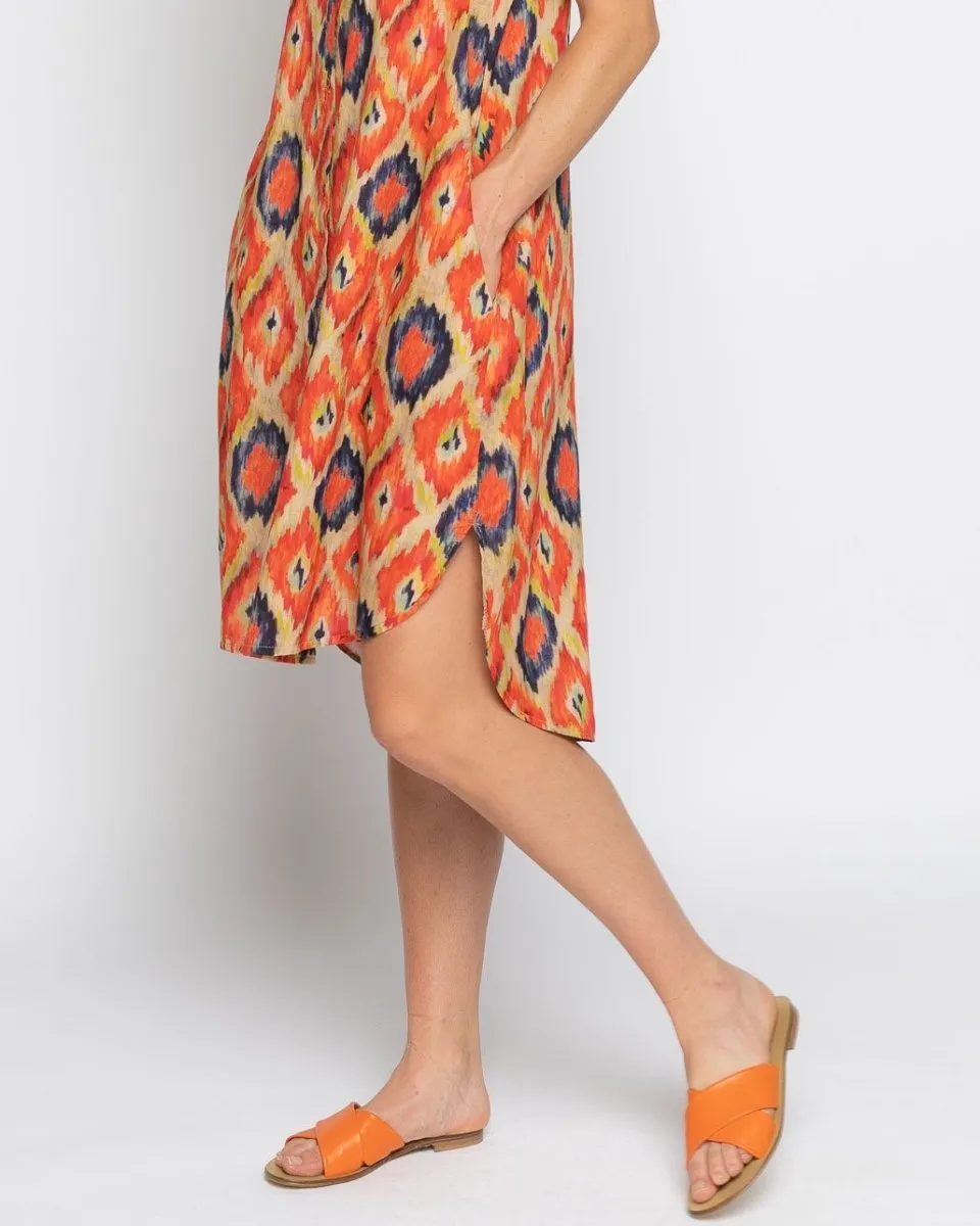 Painterly Diamond Sleeeveless Shirtdress