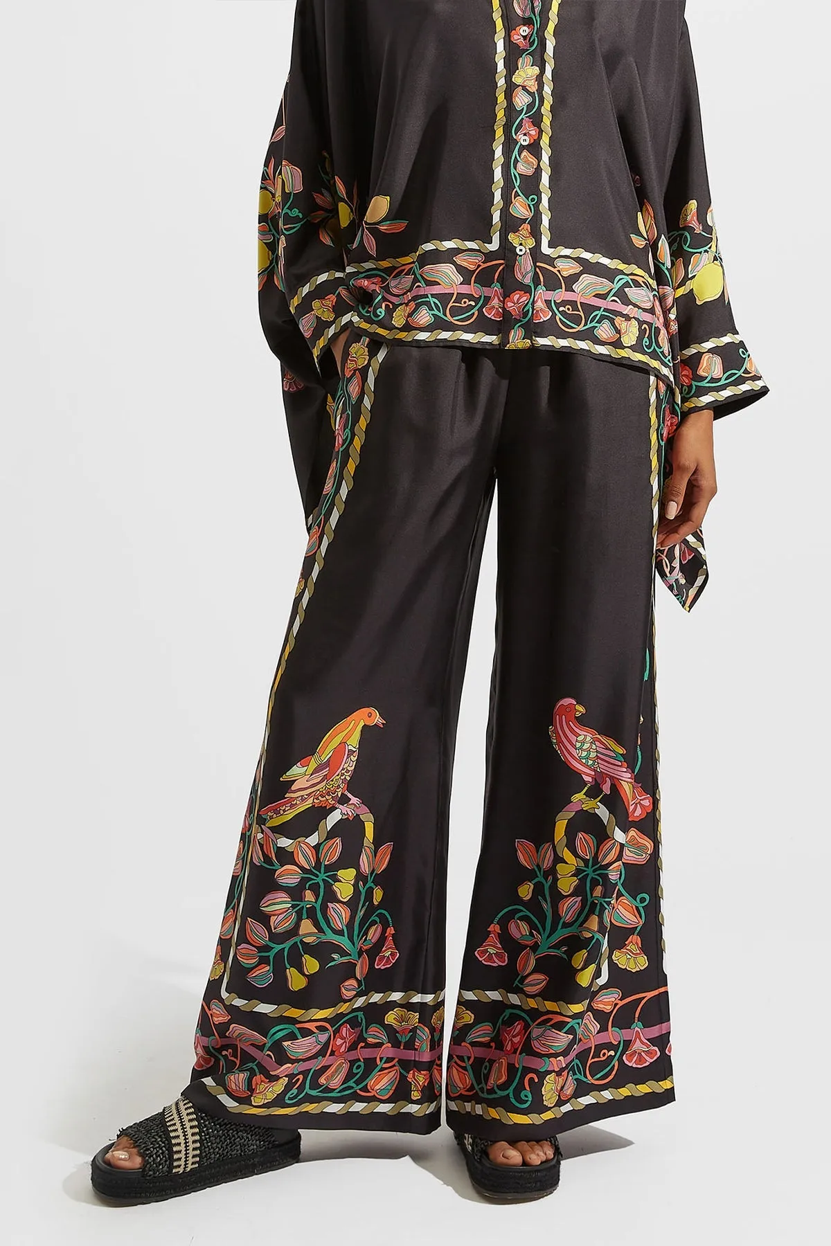 Palazzo Pants (Placed) in Borboni Placee Nero