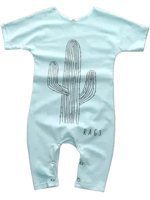Pale Blue Cactus Shortie Baby Romper Playsuit