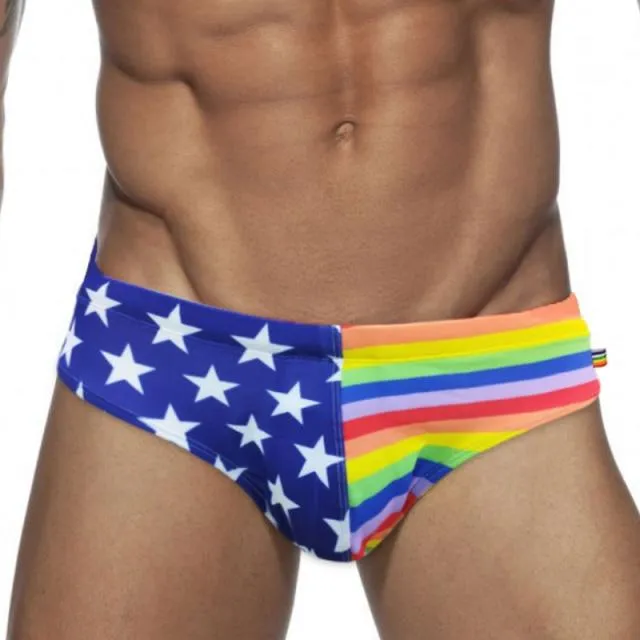 Patriotic Rainbow Swim Briefs