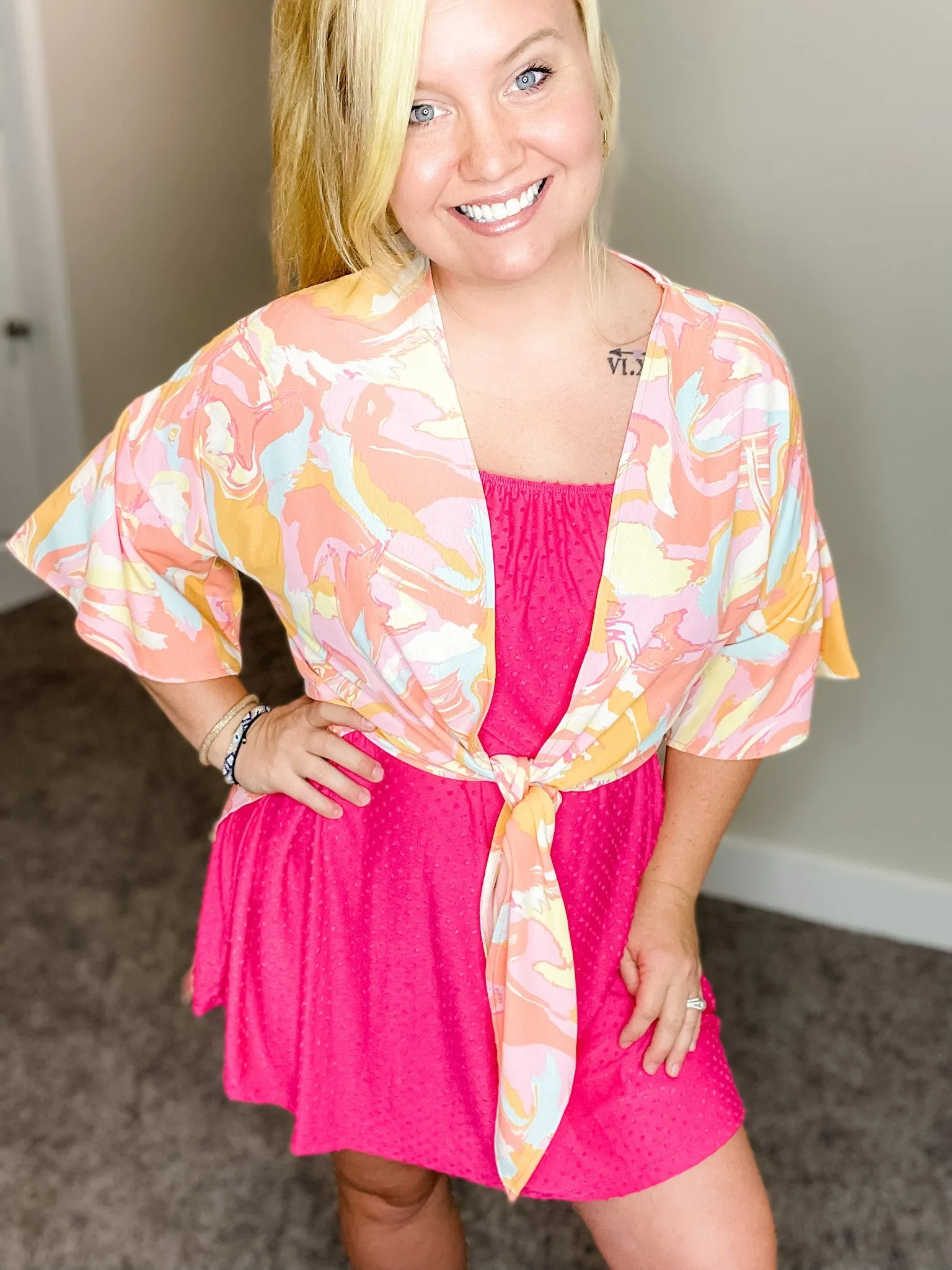 Peach Waves Kimono