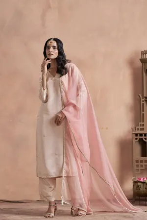 Pearl Blush Shimmer Tissue Kurta Set