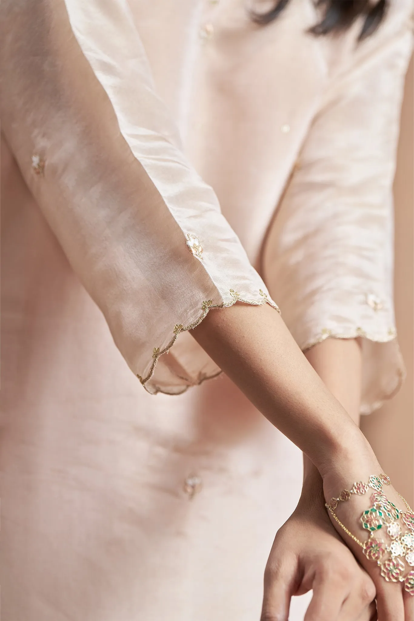 Pearl Blush Shimmer Tissue Kurta Set