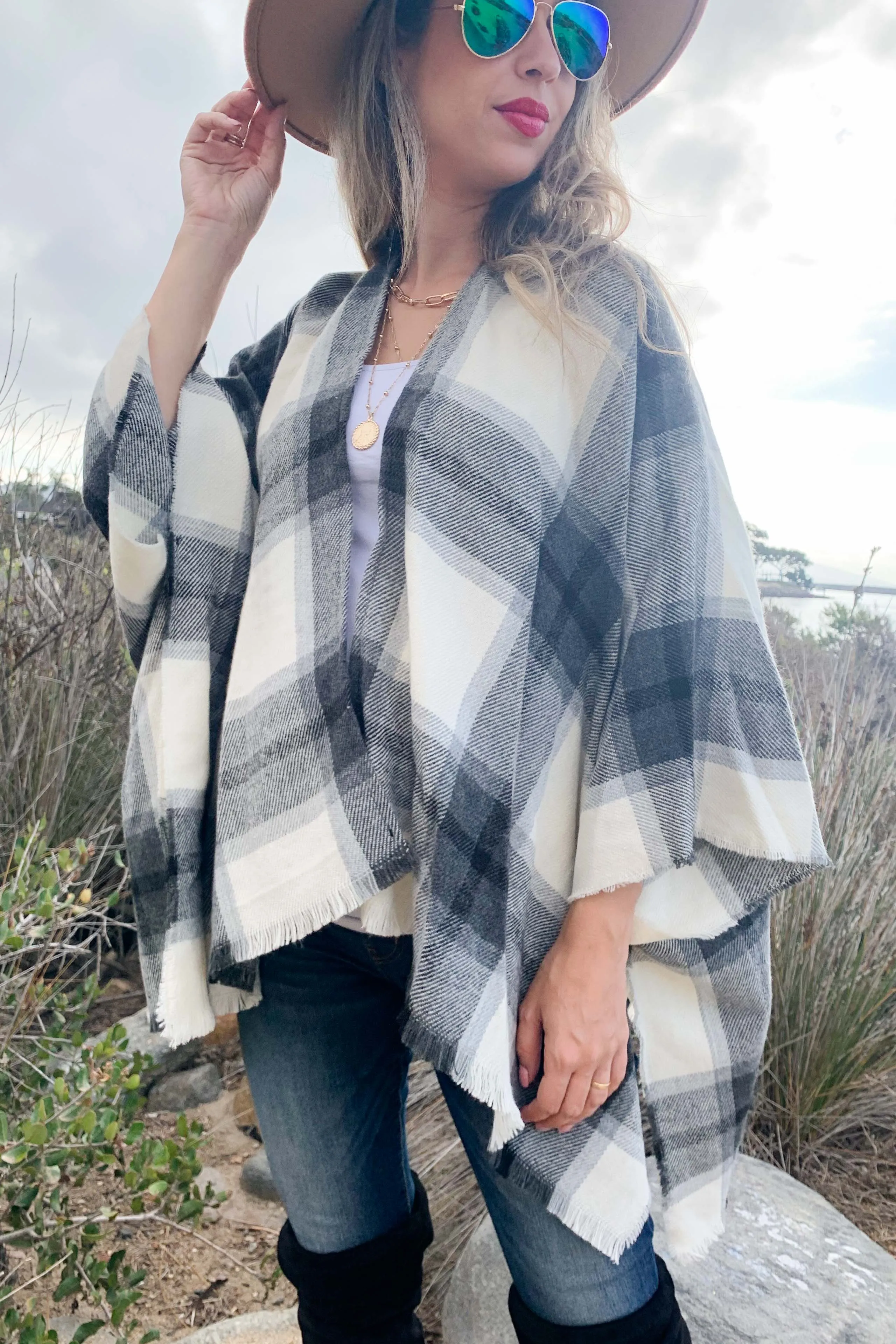 Plaid Kimono Cardigan