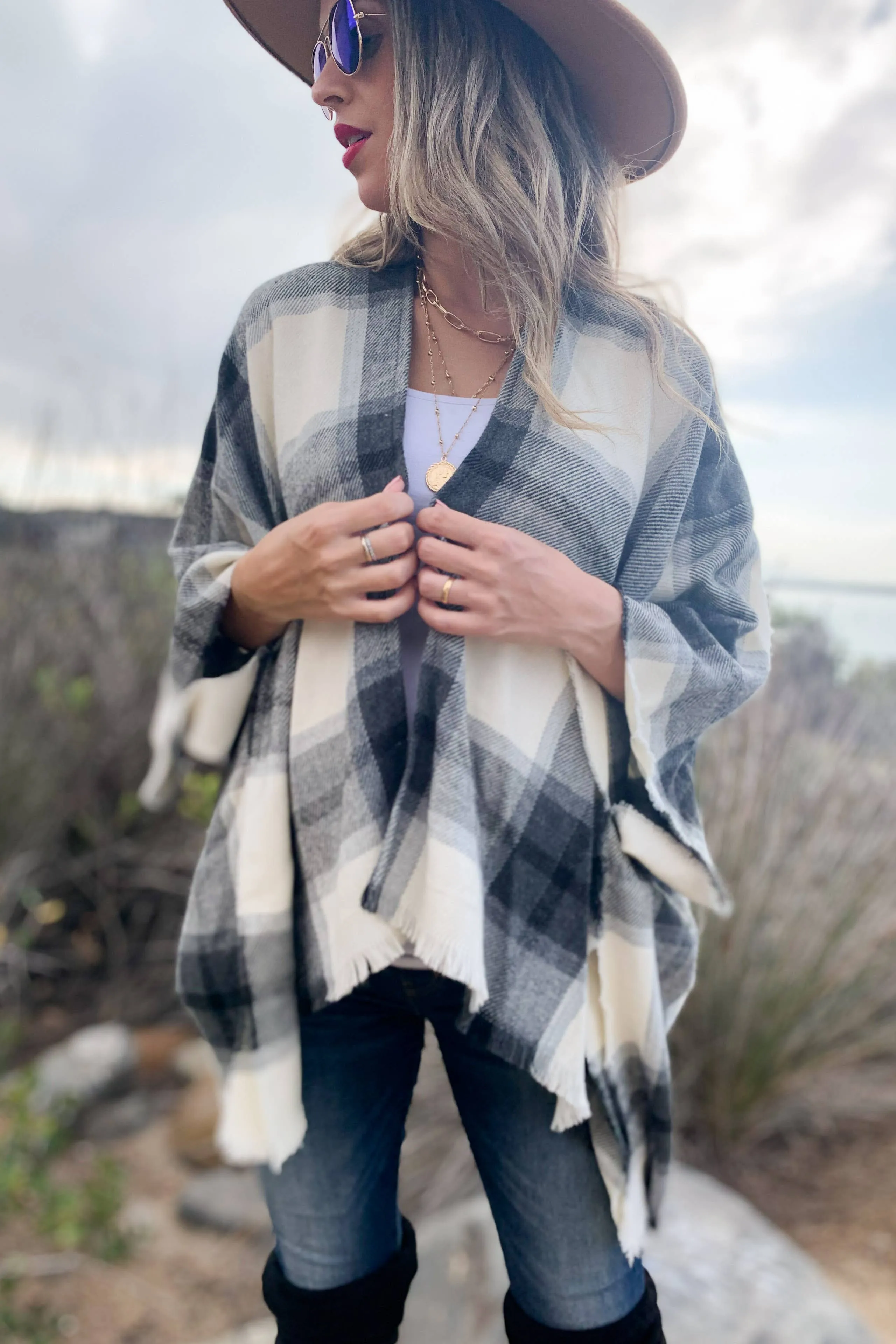 Plaid Kimono Cardigan