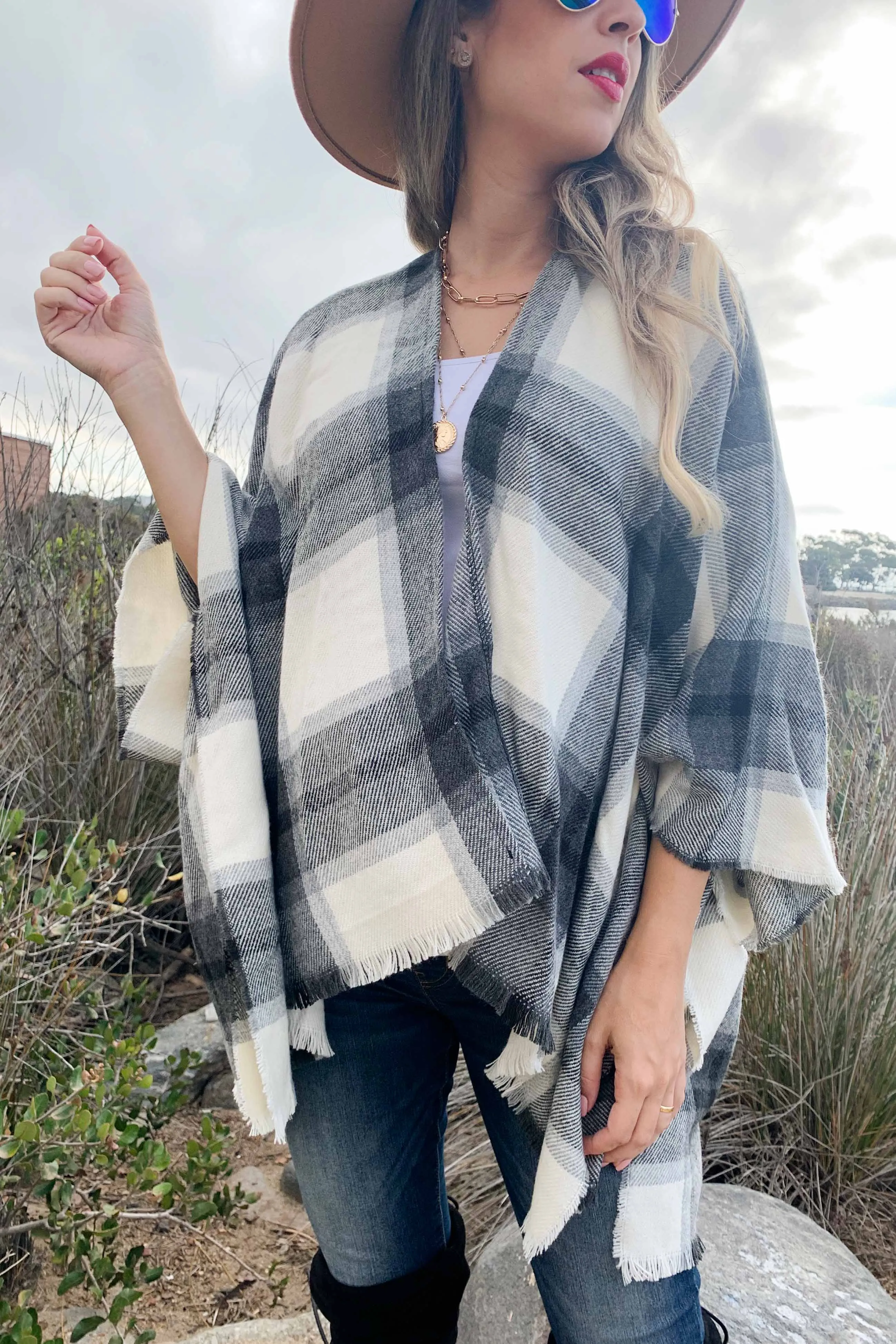 Plaid Kimono Cardigan
