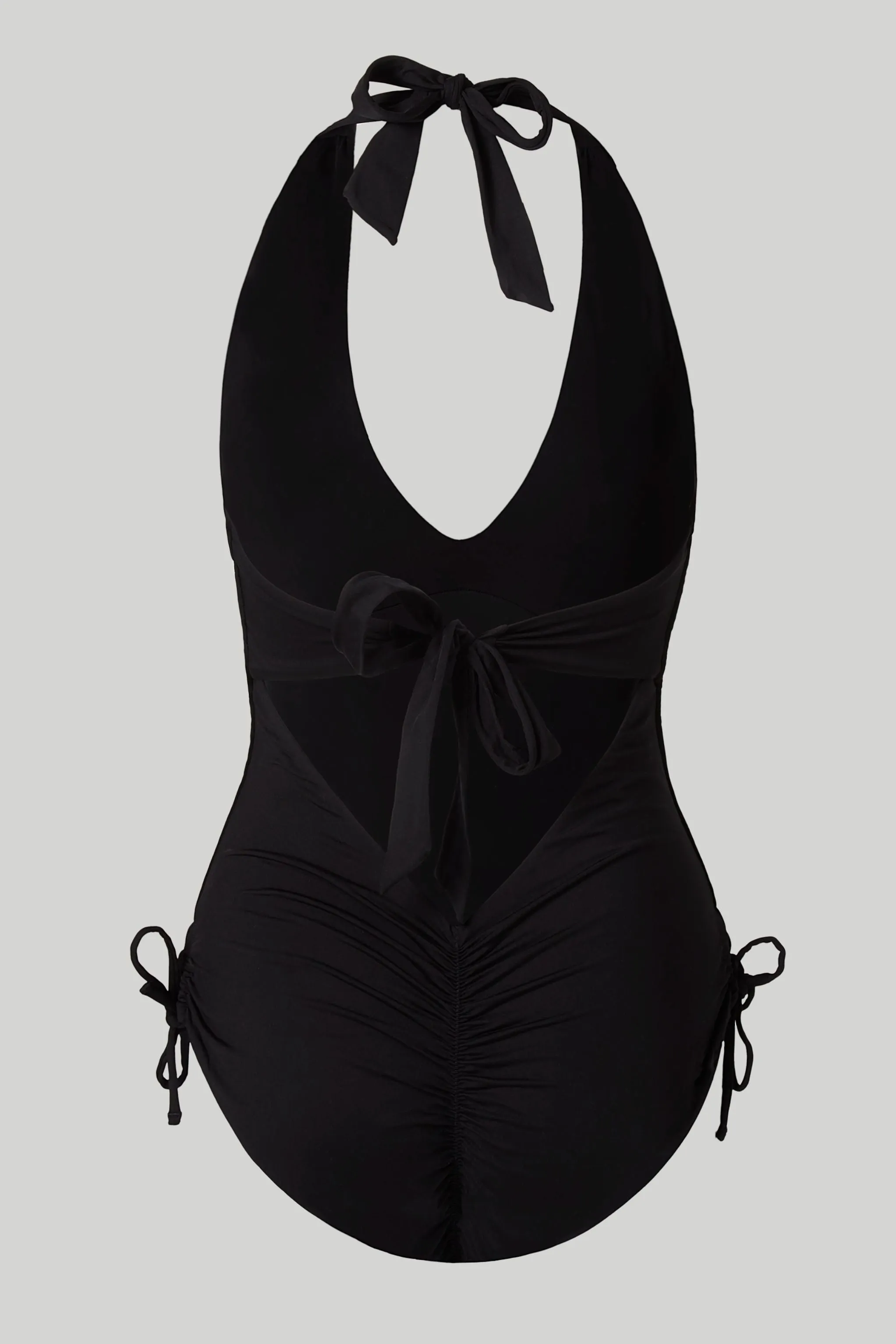 Plunging Halter One-Piece Swimsuit.