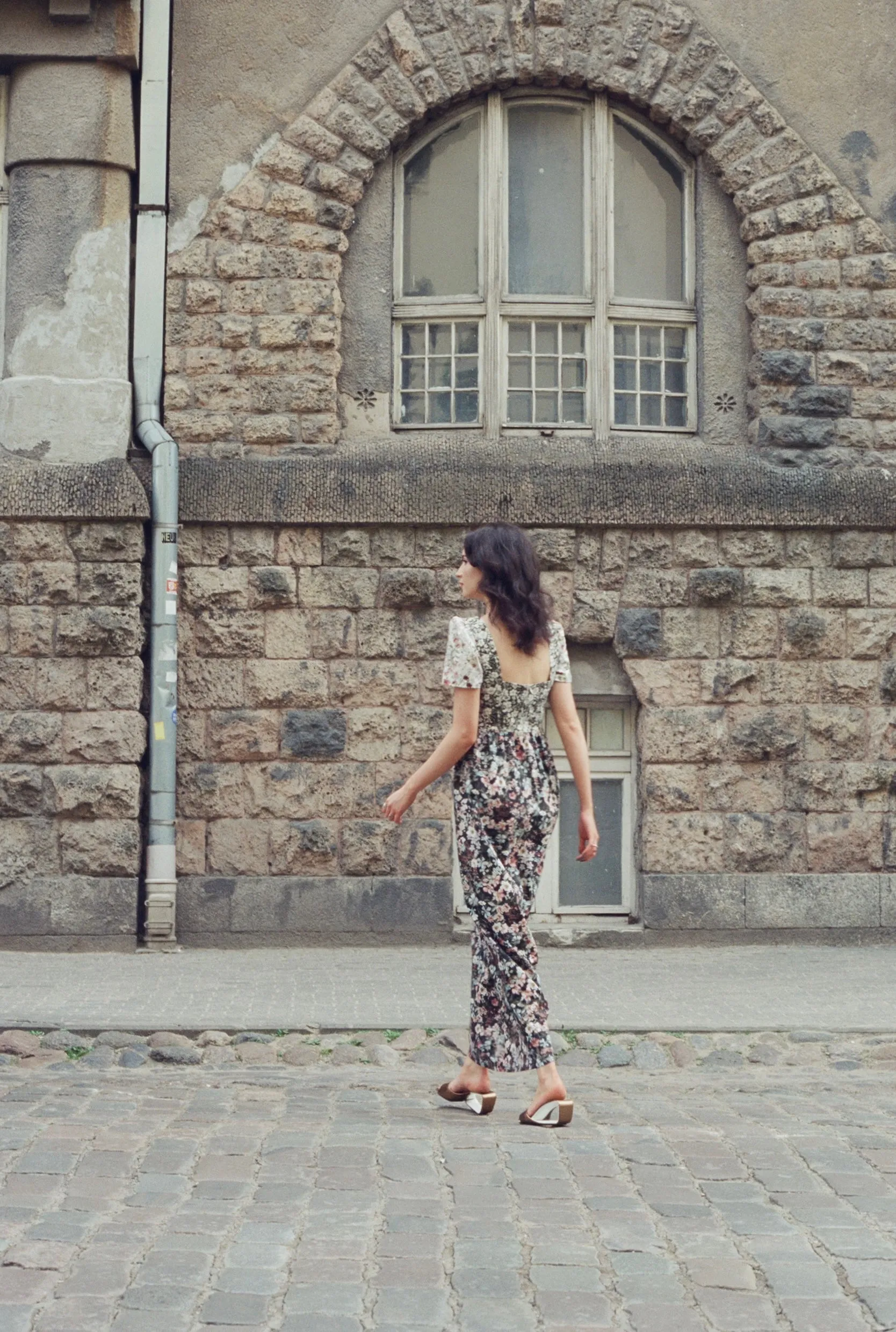 Poppy Maxi Dress with a Sweetheart Neckline and Sculpted Bodice / Mixed Floral Cotton