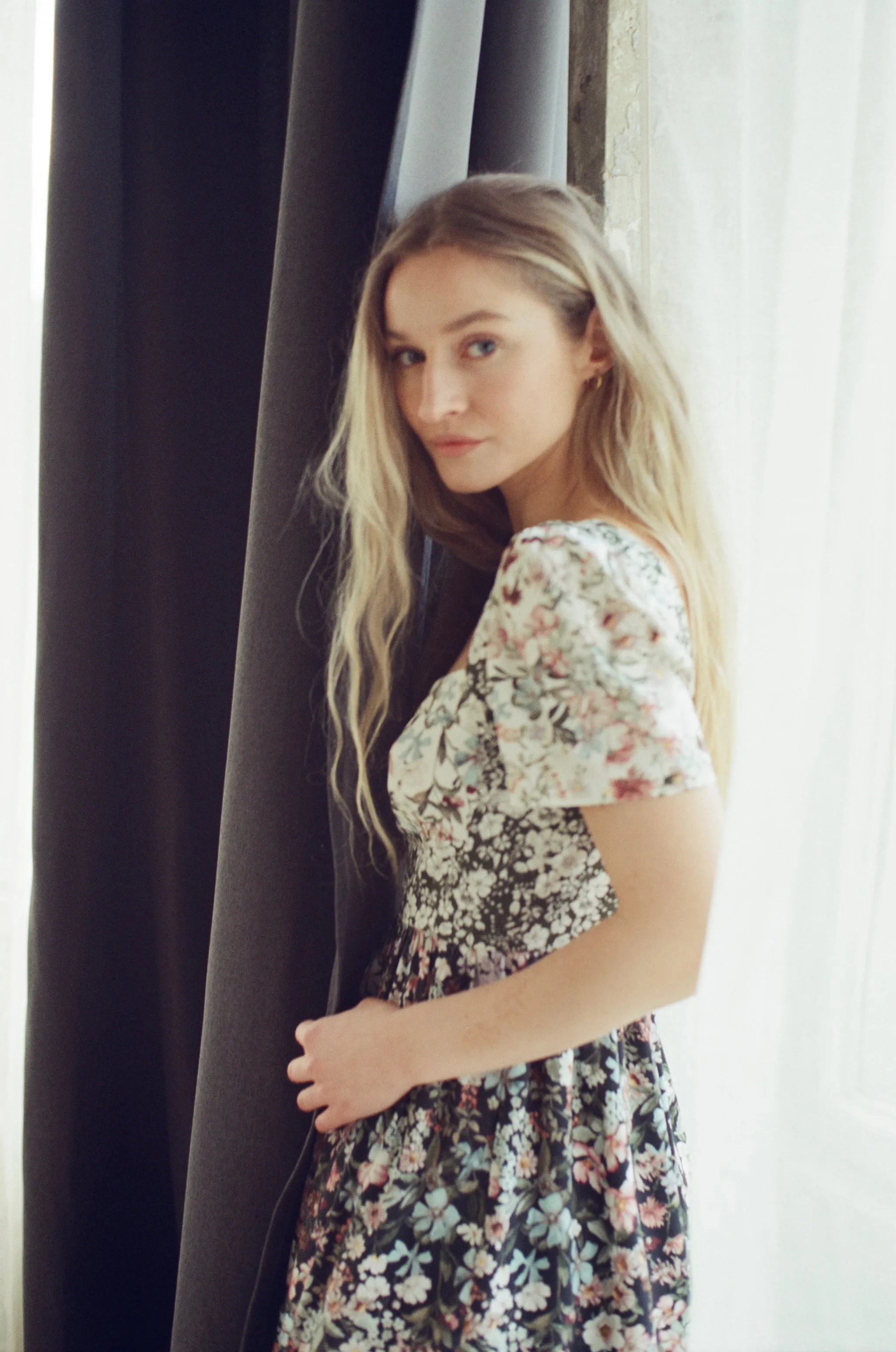 Poppy Maxi Dress with a Sweetheart Neckline and Sculpted Bodice / Mixed Floral Cotton