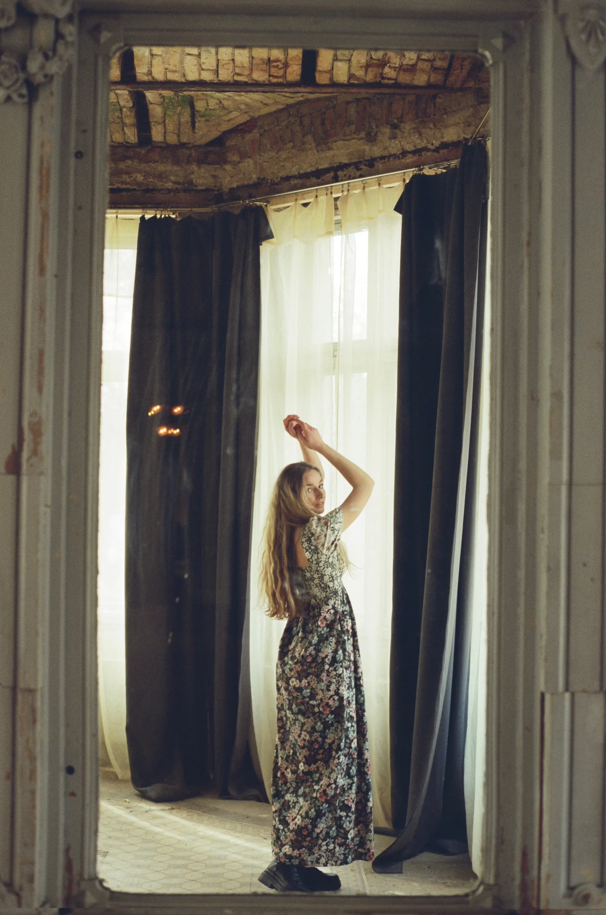 Poppy Maxi Dress with a Sweetheart Neckline and Sculpted Bodice / Mixed Floral Cotton