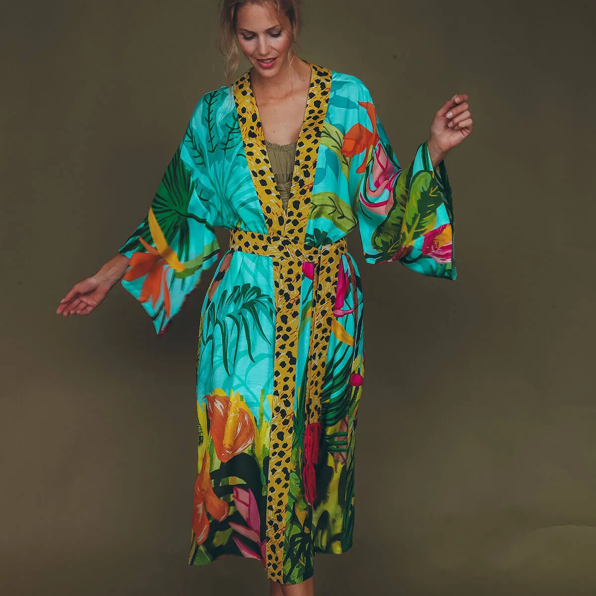 Powder Cheetah Kimono