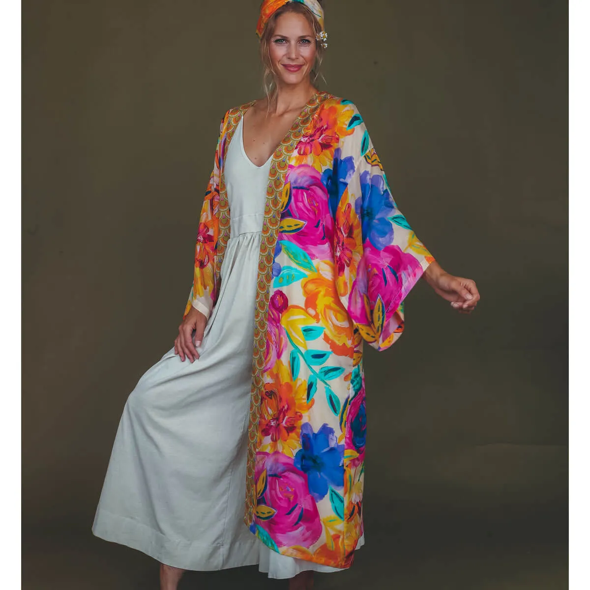 Powder Floral Frenzy Kimono