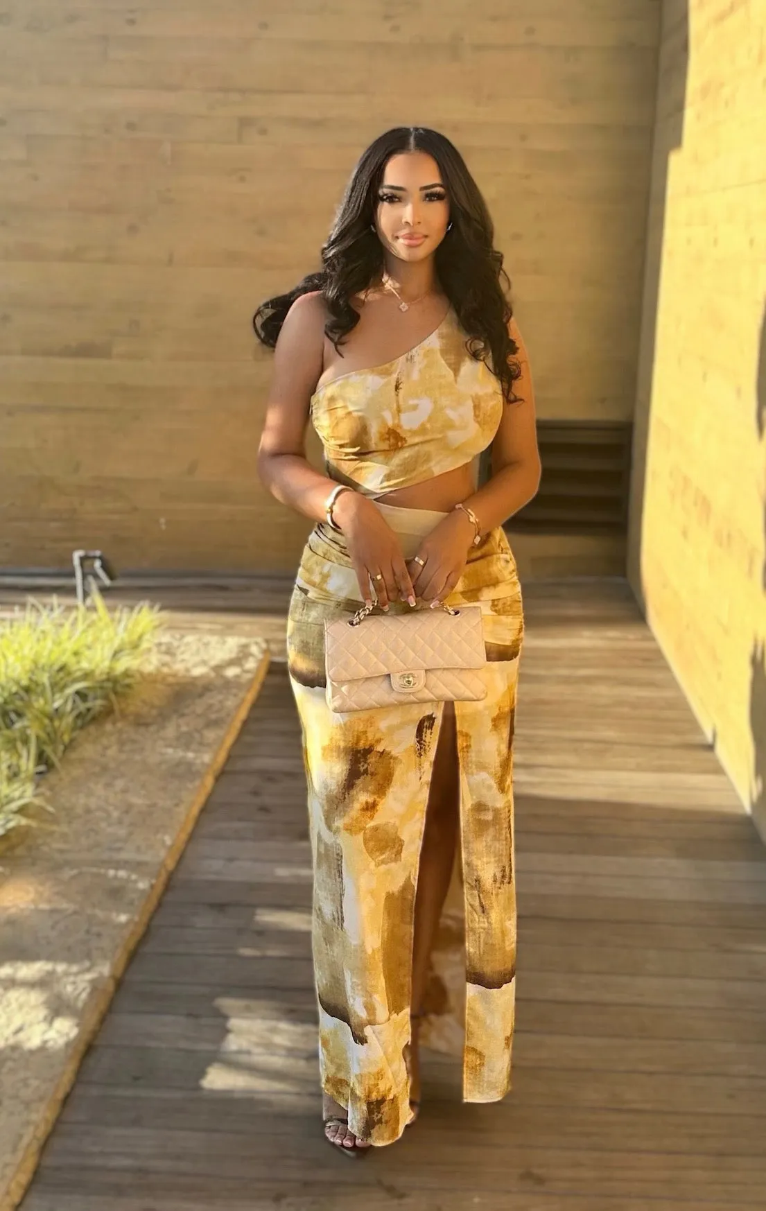 Pretty in Neutral Split Maxi Dress