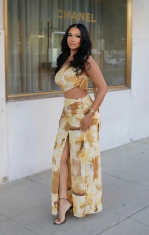 Pretty in Neutral Split Maxi Dress