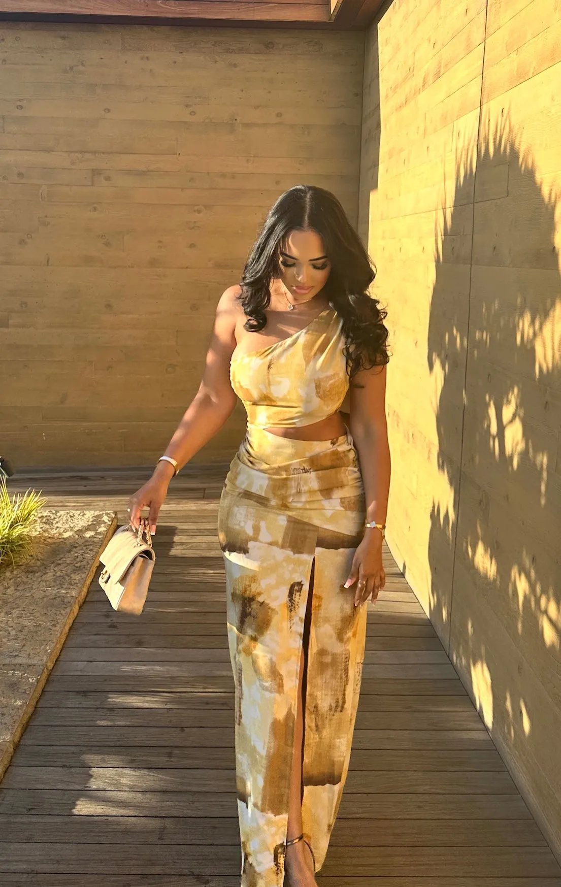 Pretty in Neutral Split Maxi Dress