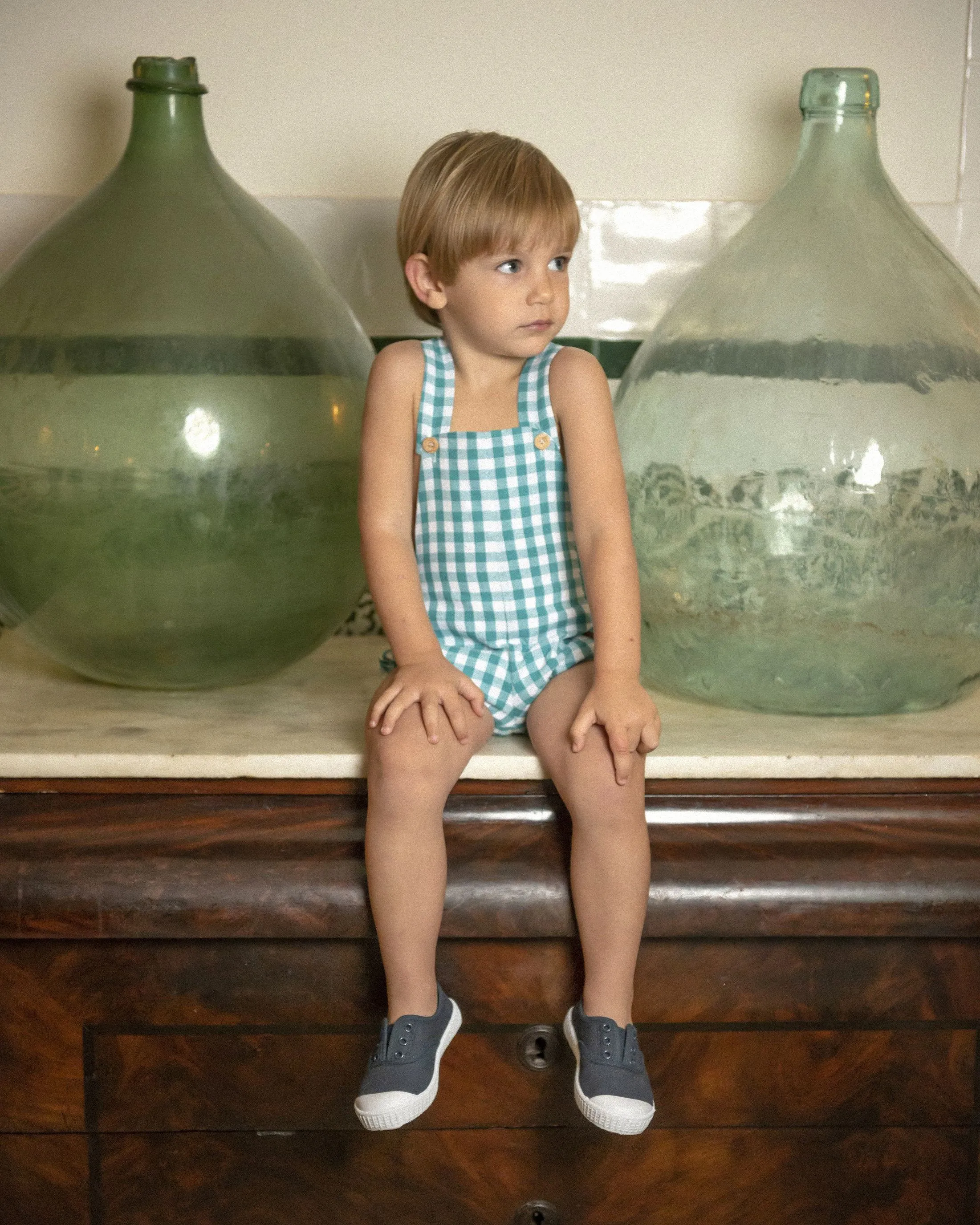 "Kojo" Gingham Dungarees