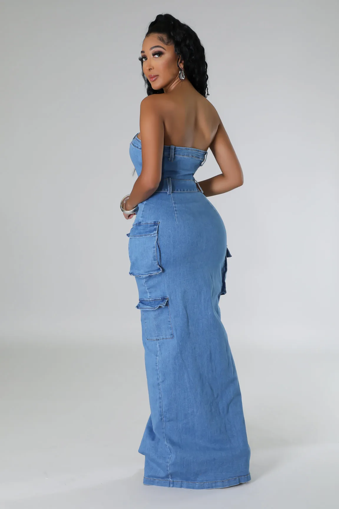 "That Chic" Denim Stretch Maxi Dress