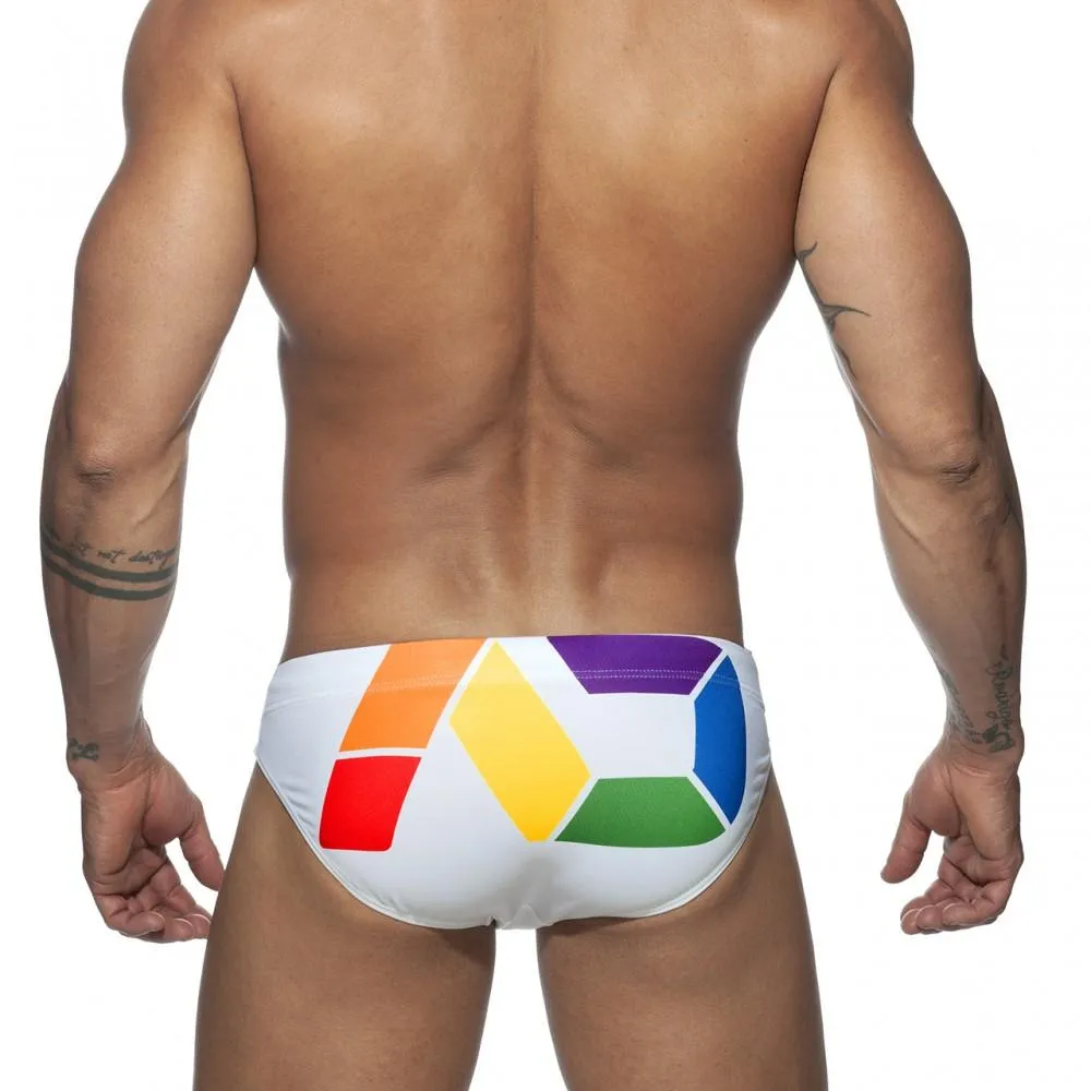 Rainbow Geometric Swim Briefs
